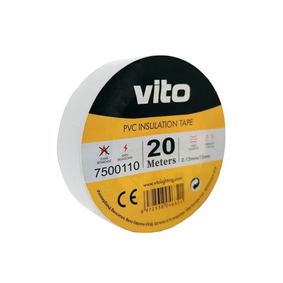 Nastro isolante 19mm 20m bianco Vito Nastro isolante 19mm 20m bianco Vito